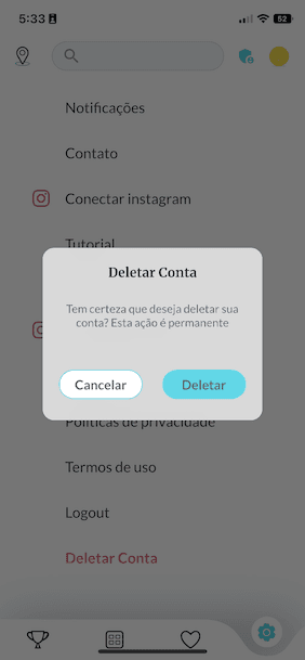 Tutorial deletar conta